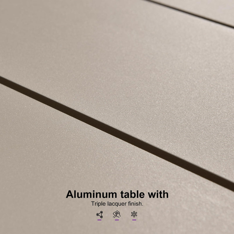 PURPLE LEAF Outdoor Dining Table Set All-Weather Aluminum with Wood Grain Table and Rope Woven Chairs Includes Backyard Patio Cushions