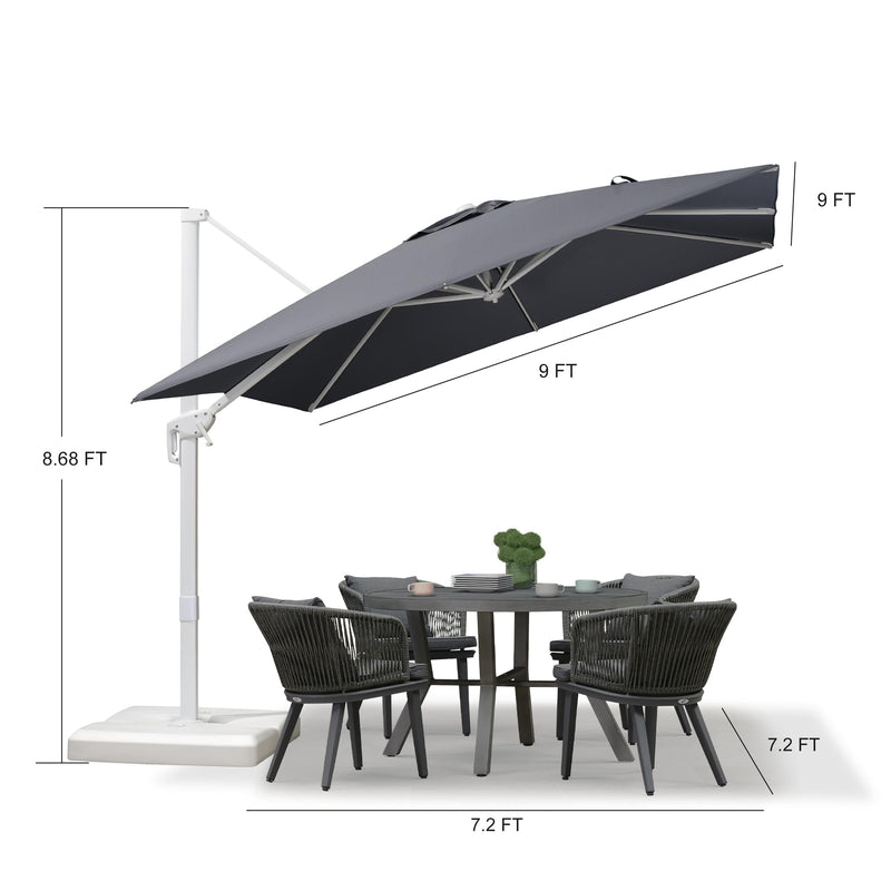 The PURPLE LEAF White Economy Patio Umbrella Overall dimensions.