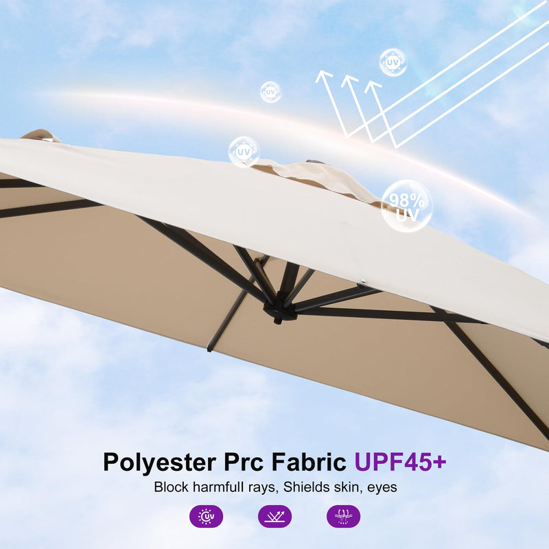 PURPLE LEAF 8 x 8 ft Swimming Pool Umbrella Outdoor Patio Cantilever Umbrella with Base