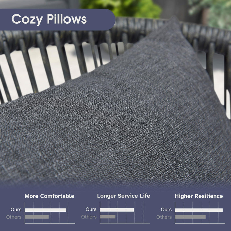 PURPLE LEAF Patio Dining Sets with Aluminum Frame Table & Handwoven Wicker Chairs Grey