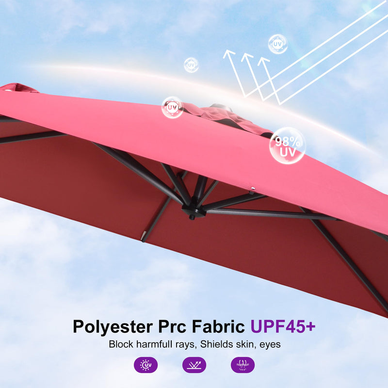 PURPLE LEAF 8 x 8 ft Swimming Pool Umbrella Outdoor Patio Cantilever Umbrella with Base