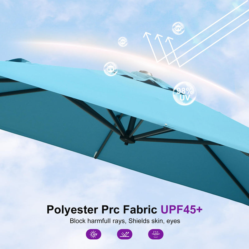 PURPLE LEAF 8 x 8 ft Swimming Pool Umbrella Outdoor Patio Cantilever Umbrella with Base