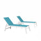 PURPLE LEAF Outdoor Chaise Lounge Chairs Set of 2 White Aluminum Lounge Chair Five-Position Adjustable Chaise with Wheels and Table for Pool Deck Patio