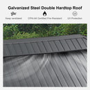 PURPLE LEAF Patio Gazebo for Backyard Grey Hardtop Galvanized Steel Roof Awning with String Lights - Purple Leaf Garden
