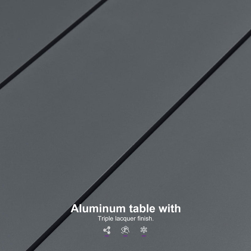 PURPLE LEAF Outdoor Dining Table Set All-Weather Aluminum with Wood Grain Table and Rope Woven Chairs Includes Backyard Patio Cushions