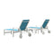 PURPLE LEAF Outdoor Chaise Lounge Chairs Set of 2 White Aluminum Lounge Chair Five-Position Adjustable Chaise with Wheels and Table for Pool Deck Patio
