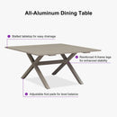 PURPLE LEAF Outdoor Dining Set All Weather Wicker Patio Dining Set with Rectangular Aluminum Table and Modern Armrest Dining Chairs for Garden Deck Backyard Kitchen