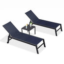 OPEN BOX I PURPLE LEAF Patio Chaise Lounge Textilene Pool with Wheels Sunbathing Chair for Outdoor, Beach, Yard, Side Table Included