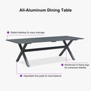 PURPLE LEAF Outdoor Dining Set All Weather Wicker Patio Dining Set with Rectangular Aluminum Table and Modern Armrest Dining Chairs for Garden Deck Backyard Kitchen