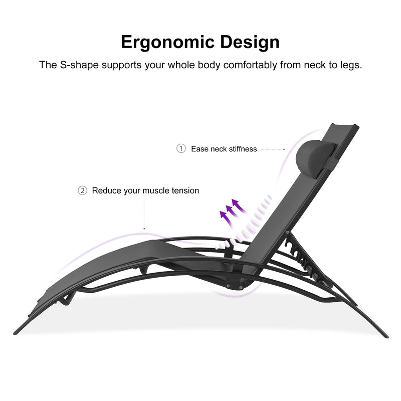 OPEN BOX I PURPLE LEAF Patio Chaise Lounge Set Outdoor Beach Pool Sunbathing Lawn Lounger Recliner Chair Outside Chairs with Side Table Included