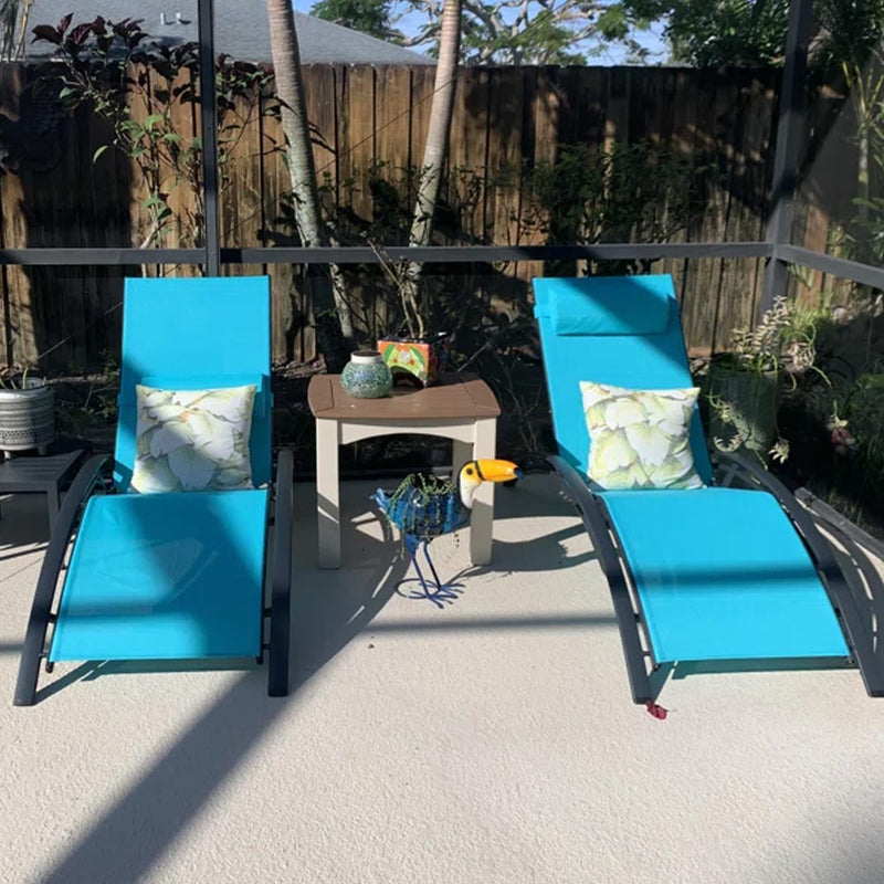 OPEN BOX I PURPLE LEAF Patio Chaise Lounge Set Outdoor Beach Pool Sunbathing Lawn Lounger Recliner Chair Outside Chairs with Side Table Included