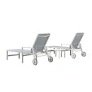 PURPLE LEAF Outdoor Chaise Lounge Chairs Set of 2 White Aluminum Lounge Chair Five-Position Adjustable Chaise with Wheels and Table for Pool Deck Patio