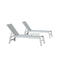 PURPLE LEAF Outdoor Chaise Lounge Chairs Set of 2 White Aluminum Lounge Chair Five-Position Adjustable Chaise with Wheels and Table for Pool Deck Patio