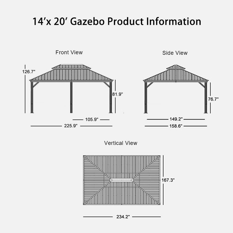 PURPLE LEAF Outdoor Hardtop Gazebo for Garden Bronze Double Roof Aluminum Frame Pavilion