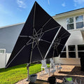 PURPLE LEAF Double Top 9 / 10 / 11 / 12 ft Square Outdoor Umbrellas with Lights