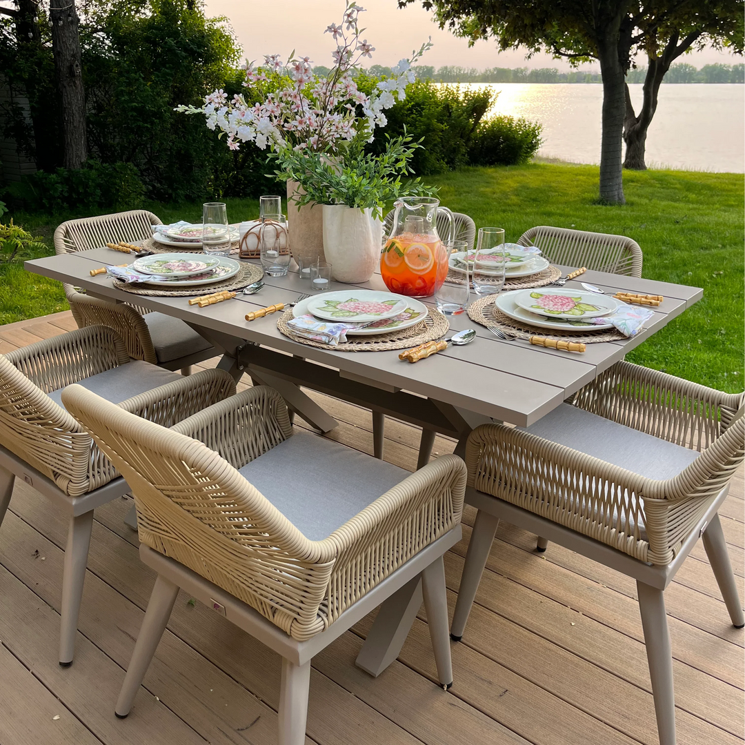 cheapest patio set with umbrella MFSTUDIO 5 Pcs Dining Umbrella(Orange Red) Our table features a durable tempered glass tabletop that resists scratches and impact Nice, Cheap, Easy outdoor furniture