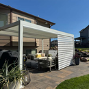 PURPLE LEAF Athena Louvered Pergola White Outdoor Aluminum Pergola with Roller Blind Adjustable Gazebo for Patio Deck Garden