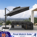 PURPLE LEAF Offset Cantilever Patio Umbrella with Charcoal Metal Frame, Vented Canopy for Yard Garden