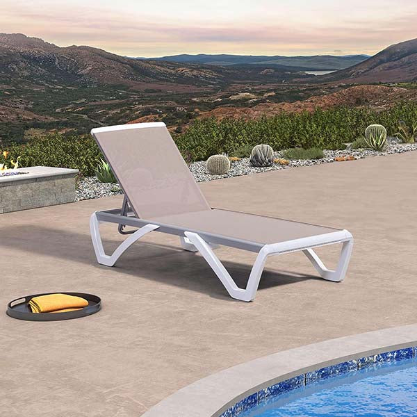 PURPLE LEAF Patio Lounger Outdoor Aluminum Plastic Single Pool Sunbathing sun loungers, Outdoor Chaise Lounge.