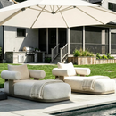 PURPLE LEAF  Provence Outdoor Chaise Lounge  Modern Luxury Aluminum Lounger Daybed with Olefin Lumbar Pillow and Armrest for Patio Poolside Beach Sunbathing Deck