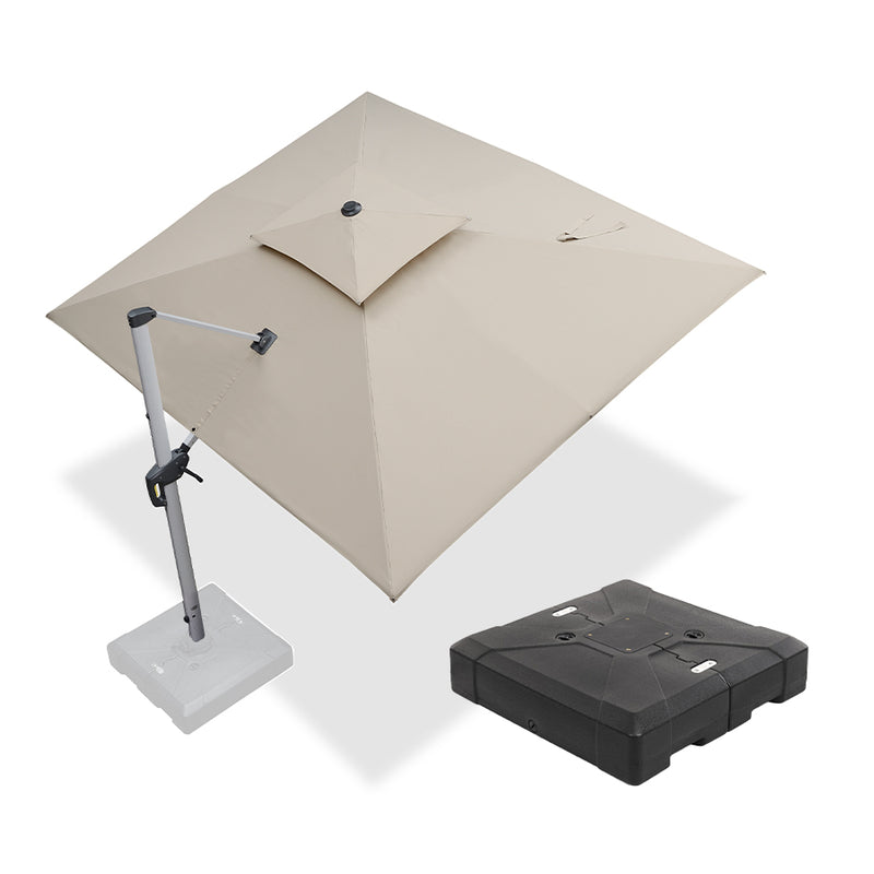 PURPLE LEAF Rectangular Large Outdoor Cantilever Umbrella With Base for Garden, Pool