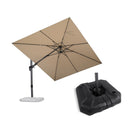 PURPLE LEAF Lateral Tilt Patio Umbrella with Base, 360° Swivel Cantilever Umbrella with Stand