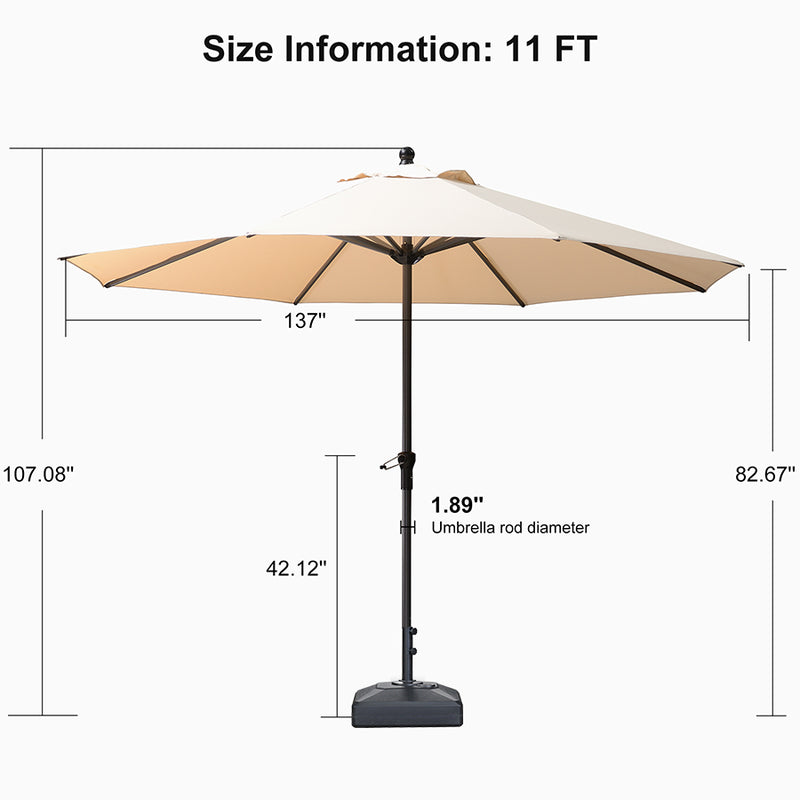 PURPLE LEAF Aluminum Patio Table Umbrella Heavy Duty Market Umbrella with Base