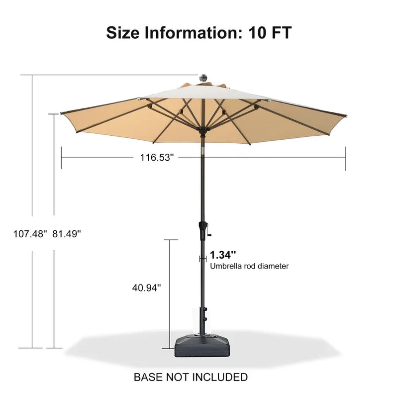 PURPLE LEAF Crank and Tilt Table Umbrella Outdoor Patio Market Umbrella with Visible Hand Crank System
