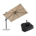 PURPLE LEAF Lateral Tilt Patio Umbrella with Base, 360° Swivel Cantilever Umbrella with Stand