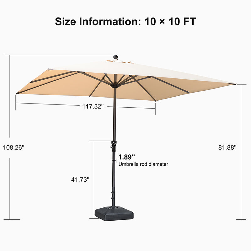 PURPLE LEAF Aluminum Patio Table Umbrella Heavy Duty Market Umbrella with Base