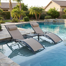 PURPLE LEAF Patio Chaise Lounge Set Outdoor Beach Pool Sunbathing Lawn Lounger Recliner Chair Outside Chairs with Side Table Included