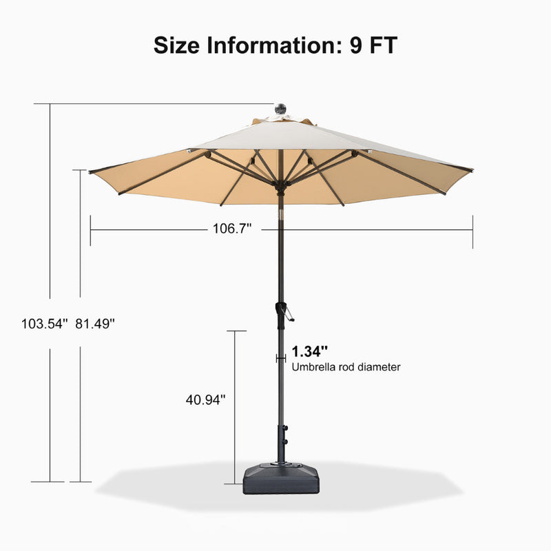 PURPLE LEAF Crank and Tilt Rectangular Outdoor Patio Market Umbrella with Base