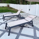 PURPLE LEAF Outdoor Lounge Chair Patio Chaise Pool Lounger Aluminum Frame with Side Table and Wheels for Outside Sunbathing Tanning Recliner Including Pillows