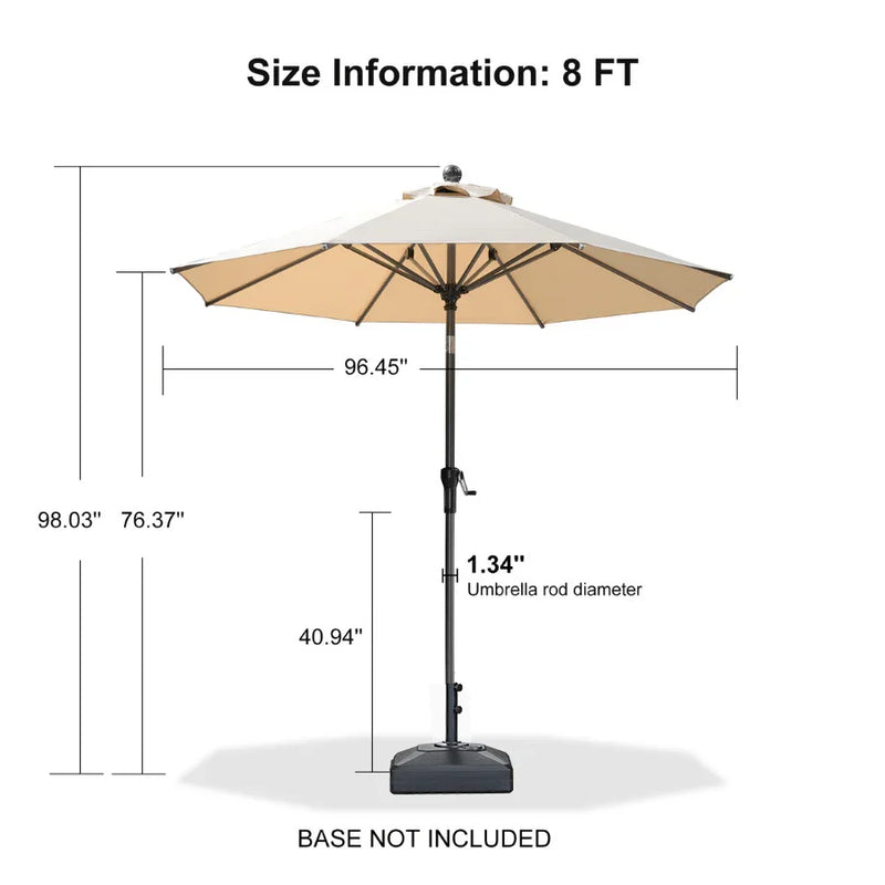 PURPLE LEAF Crank and Tilt Table Umbrella Outdoor Patio Market Umbrella with Visible Hand Crank System