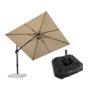 PURPLE LEAF Lateral Tilt Patio Umbrella with Base, 360° Swivel Cantilever Umbrella with Stand