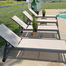 PURPLE LEAF Outdoor Textilene Chaise Lounge with Wheels for Outside Aluminum Patio Lounge Chair with 5 Adjustable Position Recliner for Patio, Beach, Yard, Pool, Side Table Included