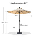 PURPLE LEAF Round Tilting Patio Umbrella with Base, Milan Porch Table Umbrella