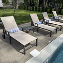 PURPLE LEAF Aluminum Outdoor Chaise Lounge with Wheels and Armrests for Pool Backyard Beach