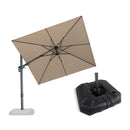 PURPLE LEAF Lateral Tilt Patio Umbrella with Base, 360° Swivel Cantilever Umbrella with Stand