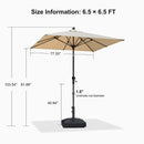 PURPLE LEAF Crank and Tilt Rectangular Outdoor Patio Market Umbrella with Base