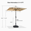 PURPLE LEAF Crank and Tilt Square Patio Table Umbrella with Base for Garden Porch