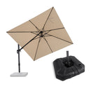 PURPLE LEAF Lateral Tilt Patio Umbrella with Base, 360° Swivel Cantilever Umbrella with Stand