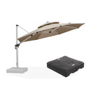 PURPLE LEAF Large Round Patio Cantilever Umbrella With Base for Deck, Pool, Backyard