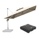 PURPLE LEAF Large Square Patio Cantilever Umbrella With Base for Garden Pool Porch