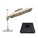 PURPLE LEAF Large Square Patio Cantilever Umbrella With Base for Garden Pool Porch