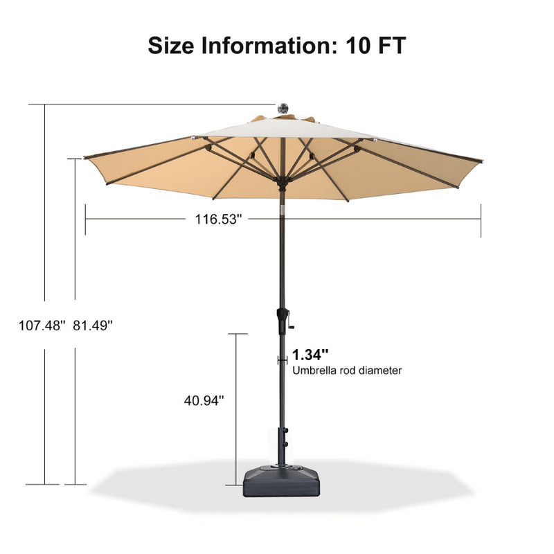 PURPLE LEAF Crank and Tilt Rectangular Outdoor Patio Market Umbrella with Base
