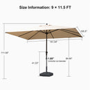 PURPLE LEAF Aluminum Patio Table Umbrella Heavy Duty Market Umbrella with Base