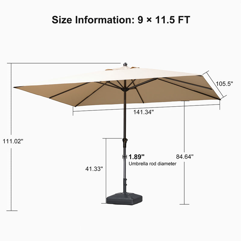 PURPLE LEAF Aluminum Patio Table Umbrella Heavy Duty Market Umbrella with Base