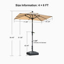 PURPLE LEAF Crank and Tilt Rectangular Outdoor Patio Market Umbrella with Base