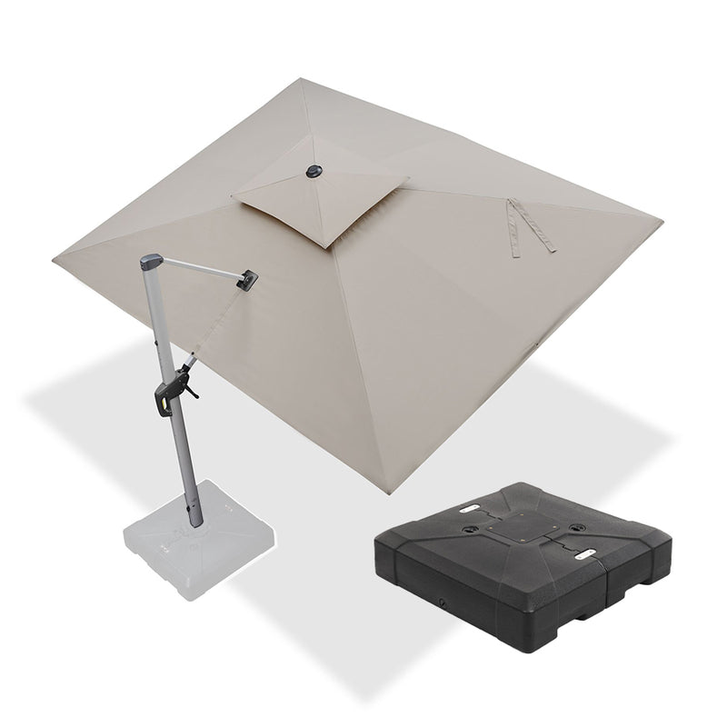 PURPLE LEAF Rectangular Large Outdoor Cantilever Umbrella With Base for Garden, Pool